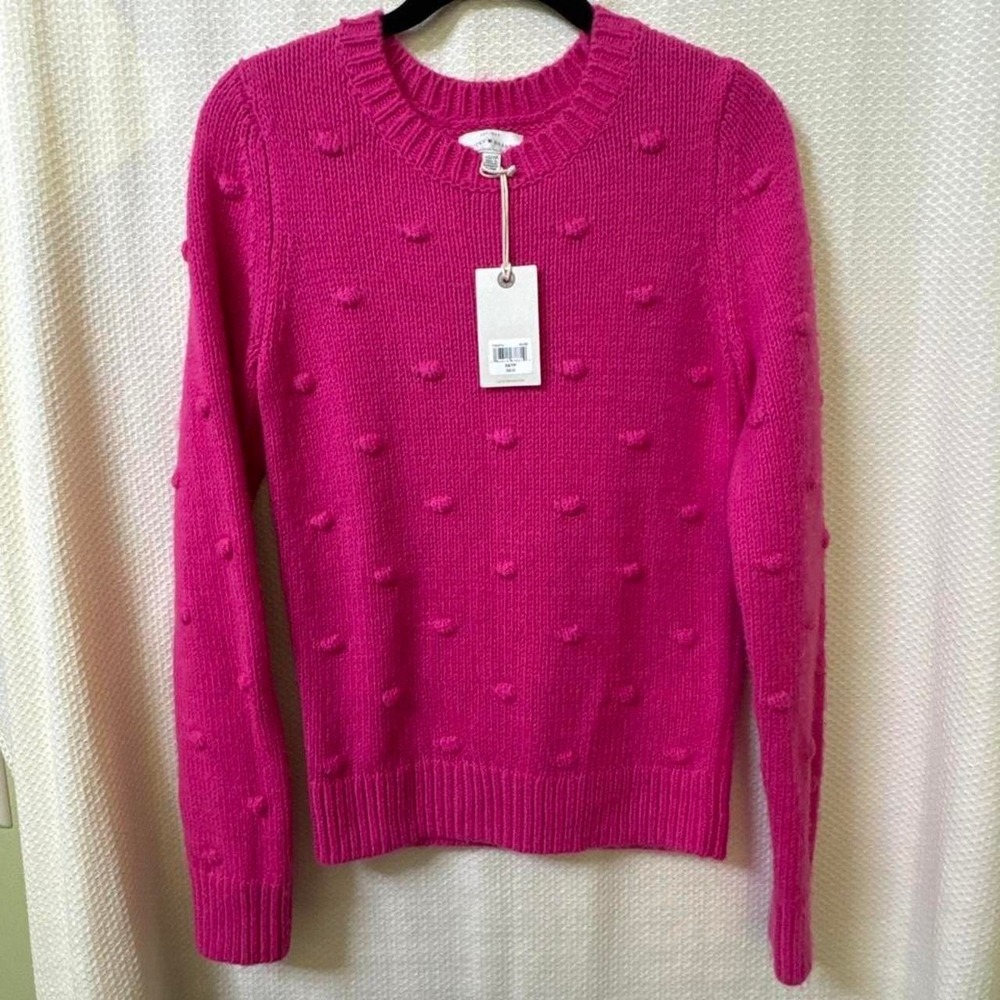 Lucky Brand Pink / fuchsia crew neck sweater with textured dot pattern